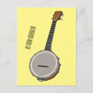 Banjo cartoon illustration  postcard
