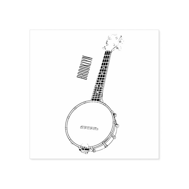 Banjo cartoon illustration rubber stamp (Imprint)