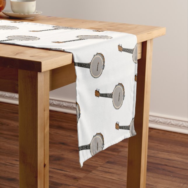 Banjo cartoon illustration  short table runner (In Situ)