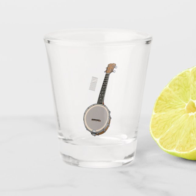 Banjo cartoon illustration  shot glass (Front)