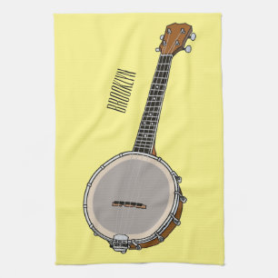 Banjo cartoon illustration tea towel
