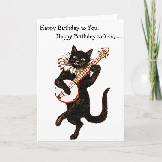 Banjo Cat: Happy Birthday to You Card | Zazzle.co.uk