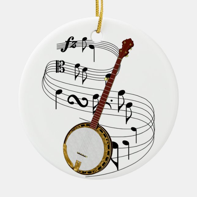 Banjo Ceramic Tree Decoration (Front)