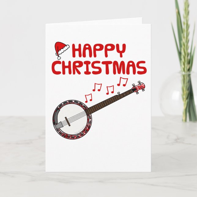Banjo Christmas Card Banjoist Folk Musician (Front)