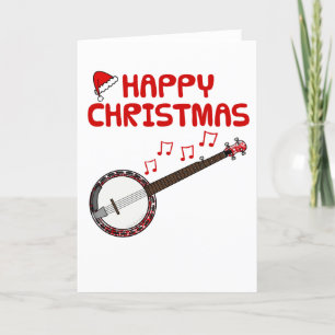 Banjo Christmas Card Banjoist Folk Musician