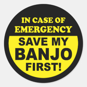 Banjo Emergency Classic Round Sticker