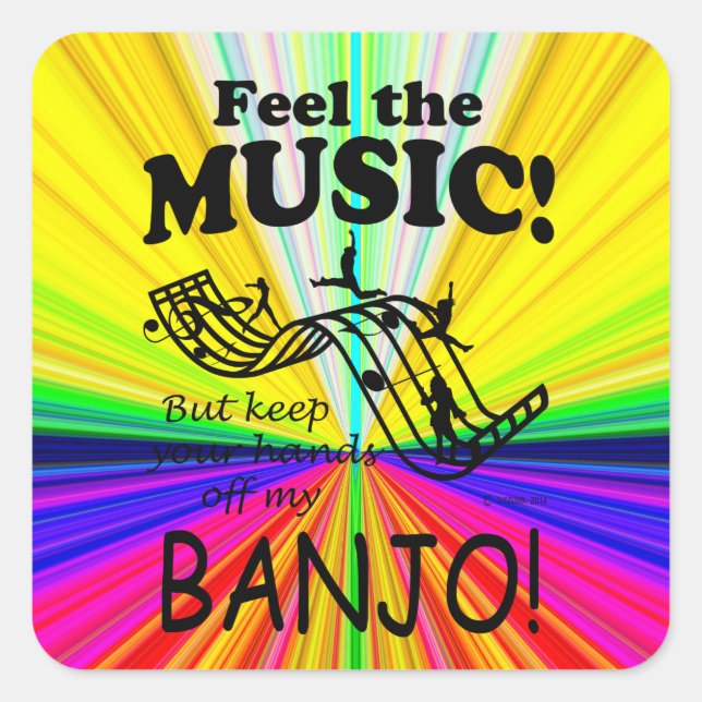 Banjo Feel The Music Square Sticker (Front)