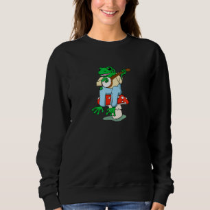 Banjo Frog Playing Open Back Banjo On A Mushroom Sweatshirt