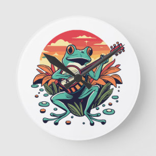 Banjo Frog Round Clock