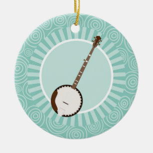 Banjo Fun Turquoise Swirl Music Ceramic Tree Decoration