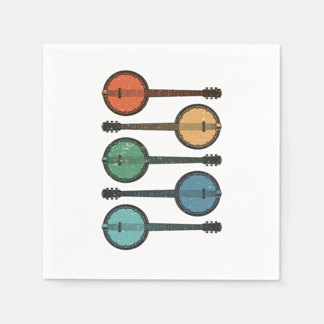 Banjo Instrument Country Music Acoustic Blue Gift Napkin (Front)