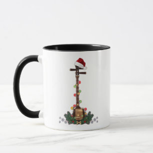 Banjo Instrument Santa Hat Christmas Lights Mug