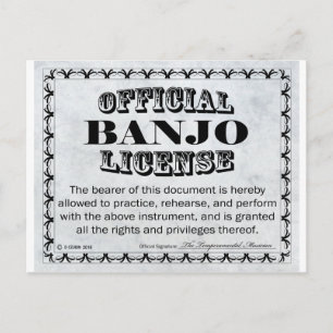 Banjo License Postcard