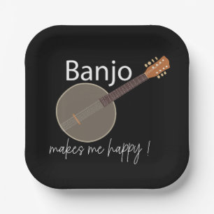 Banjo Makes Me Happy Musical Party Paper Plate