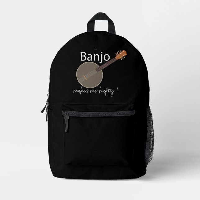 Banjo Makes Me Happy Printed Backpack (Front)