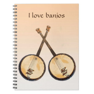 Banjo Music Instrument Orange Notebook