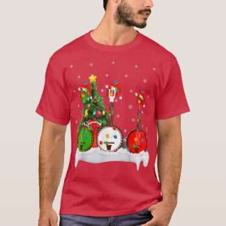 Banjo Music Lover Lighting Santas Friend Banjo Chr T-Shirt