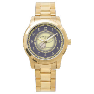 Banjo ~ Musical Scroll ~ Gold/Navy Blue ~ Watch