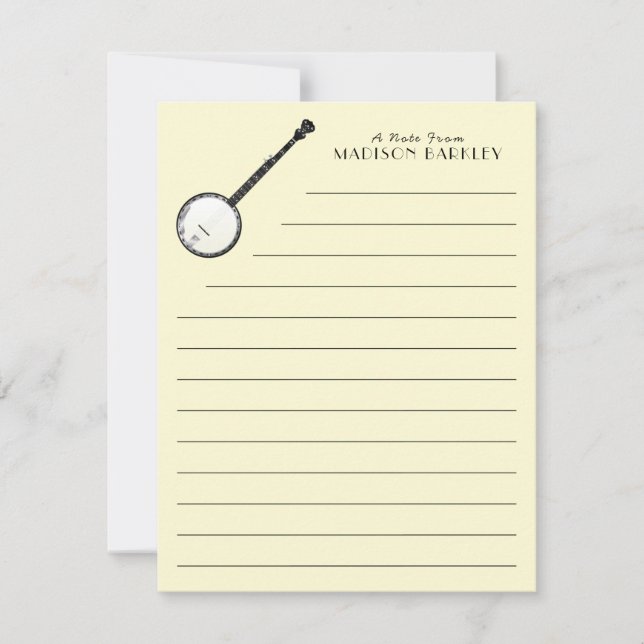 Banjo Musician Music Thank You Card (Front)