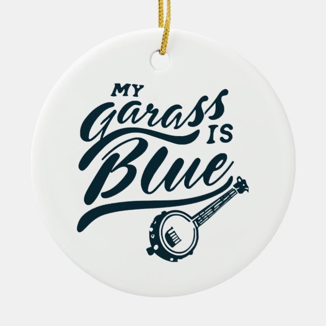 Banjo My Glass is Blue Ceramic Tree Decoration (Front)