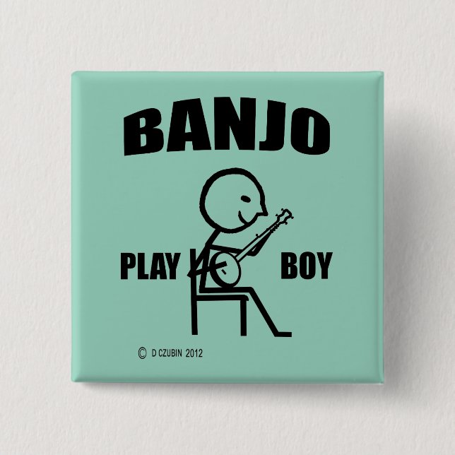 Banjo Play Boy 15 Cm Square Badge (Front)