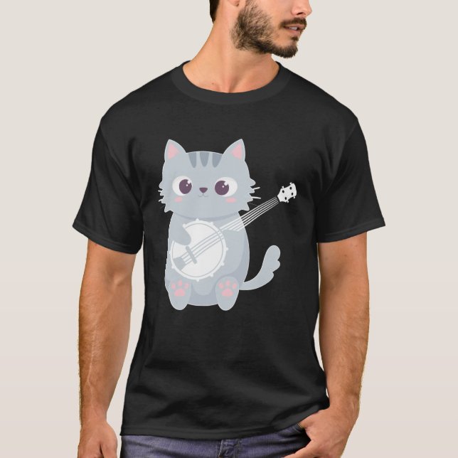 Banjo Player Cat Banjo  Banjoist Banjo  1 T-Shirt (Front)