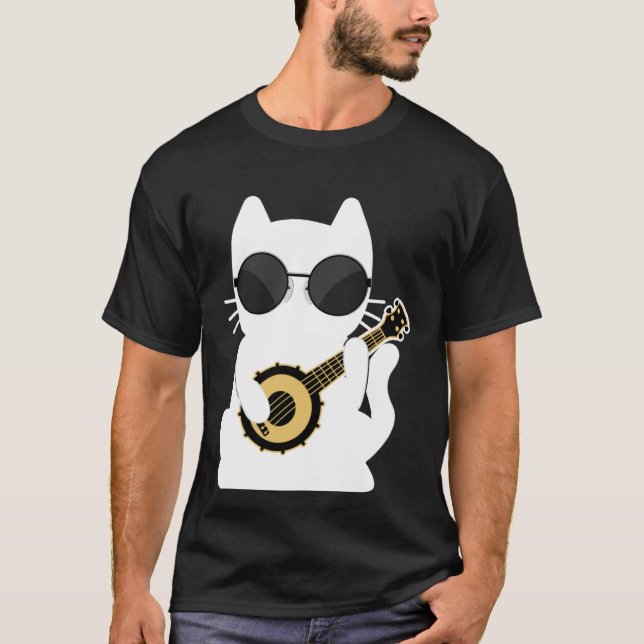 Banjo Player Cat Banjo  Banjoist Banjo T-Shirt (Front)