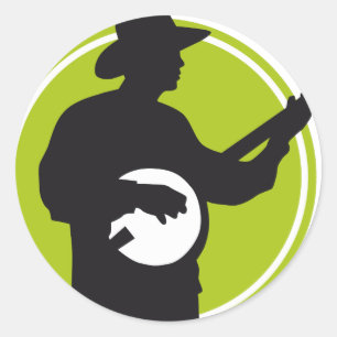 Banjo Player Classic Round Sticker