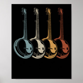 Banjo Player Folk Country Music Retro Banjos Poster