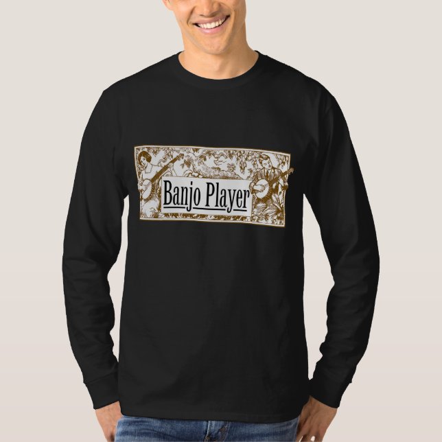 Banjo Player Men's dark long slleve T-Shirt (Front)