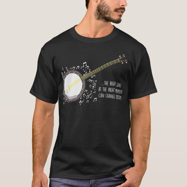 Banjo Player Music Notes Bluegrass Stringband T-Shirt (Front)