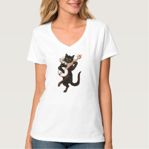 Banjo-Playing Black Cat T-Shirt