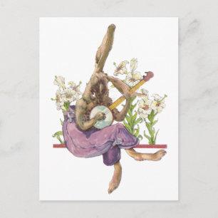 Banjo Playing Bunny Postcard
