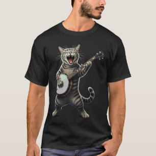 Banjo Playing Cat Funny Bluegrass Animal Music Pla T-Shirt