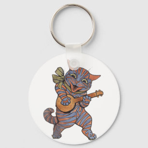 Banjo Playing Cat Key Ring