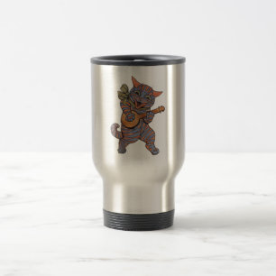 Banjo Playing Cat Travel Mug