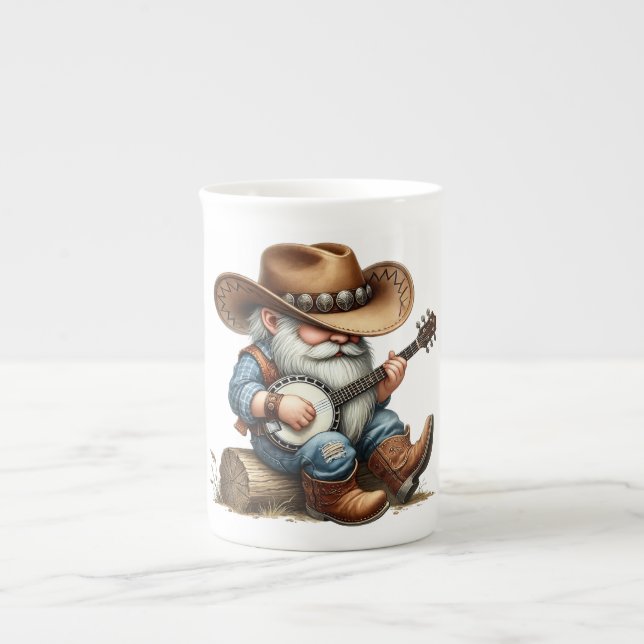 Banjo Playing Cowboy Gnome Mug (Front)