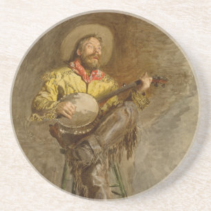 Banjo Playing Ranchero Singing Cowboy in Old West  Coaster