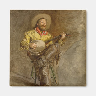 Banjo Playing Ranchero Singing Cowboy in Old West  Magnet
