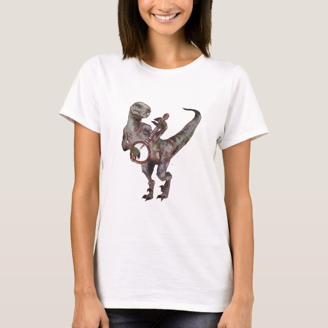 Banjo Playing Velociraptor T-Shirt (Front)