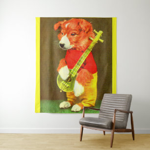 Banjo puppy tapestry