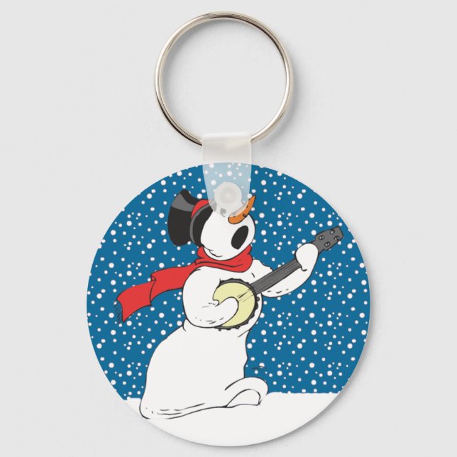 Banjo Snowman Key Ring (Front)