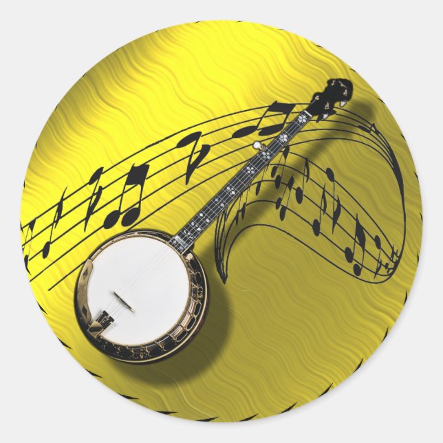 *BANJO-STICKER CLASSIC ROUND STICKER (Front)