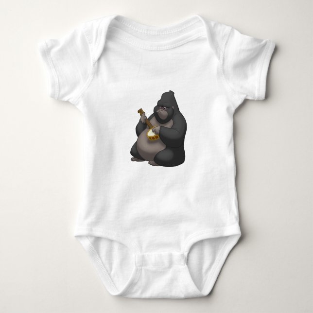Banjo-Strummin' Gorilla Baby Bodysuit (Front)