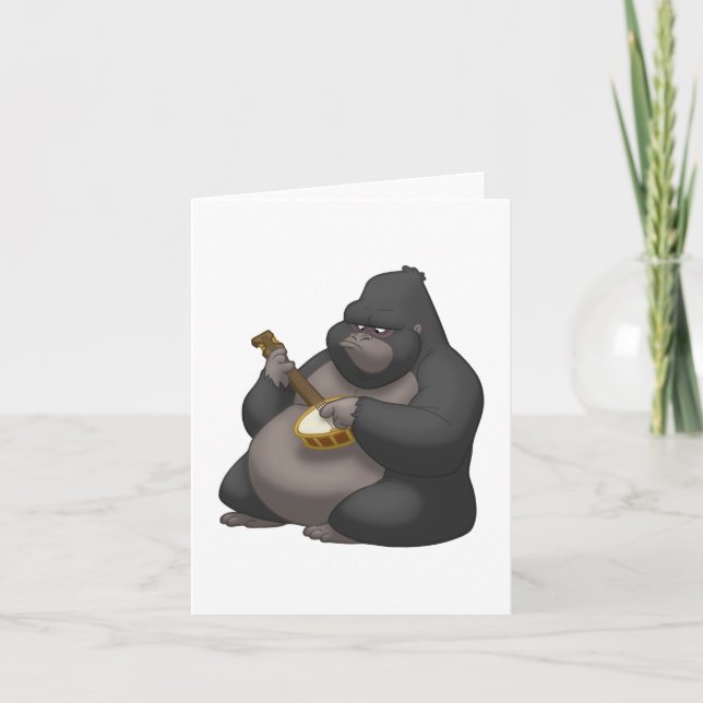 Banjo-Strummin' Gorilla Note Card (Front)