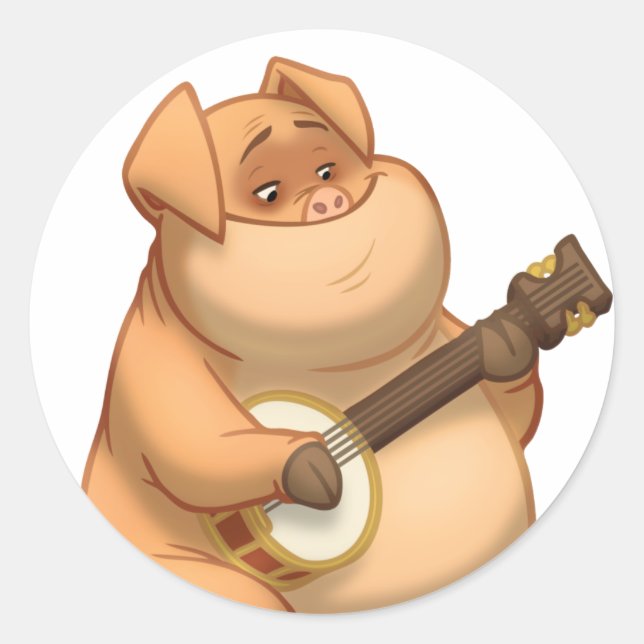 Banjo-Strummin' Pig Stickers (Front)