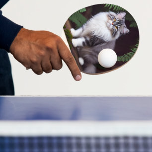 Banjo The Fluffy Gray And White Persian Cat,  Ping Pong Paddle