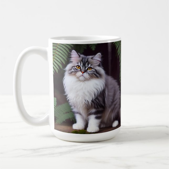 Banjo The Fluffy Gray And White Persian  Coffee Mug (Left)