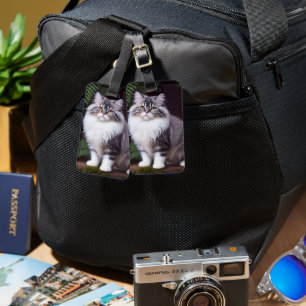 Banjo The Fluffy Grey And White Persian Luggage Tag