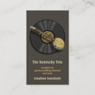 Banjo Vinyl Record Logo Business Cards